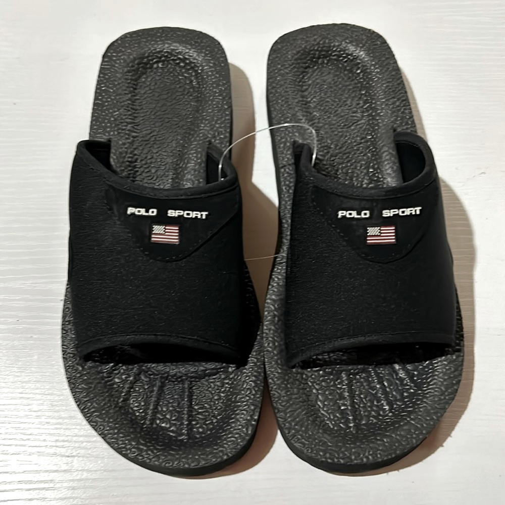 Polo Taxus Black Nylon Slides, Size 9B, New in Box